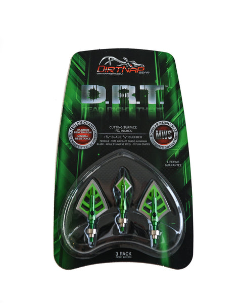 DRT DOUBLE BEVEL 100/125 GRAIN GREEN - 3 PACK – DirtNap Gear