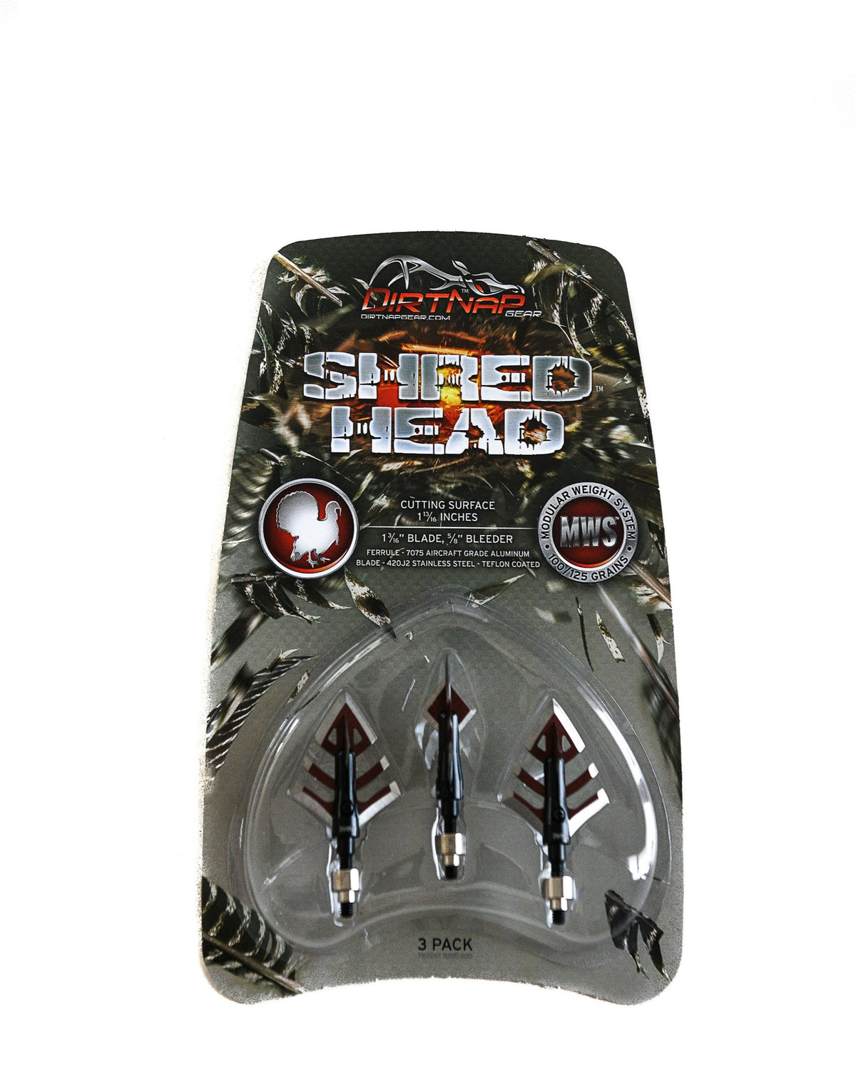 Dirt Nap Gear Shred Head Turkey Broadheads - 100/125 Grain, 3 Pack main image 0